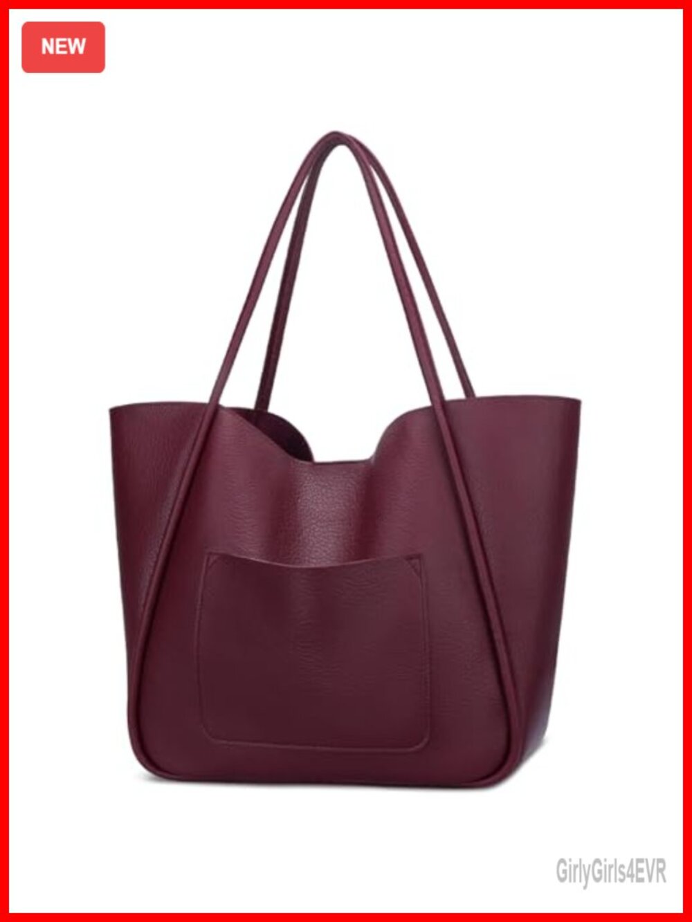 Vegan Faux Leather Tote Bag Large Capacity Shoulder Purse Travel Work Handbag